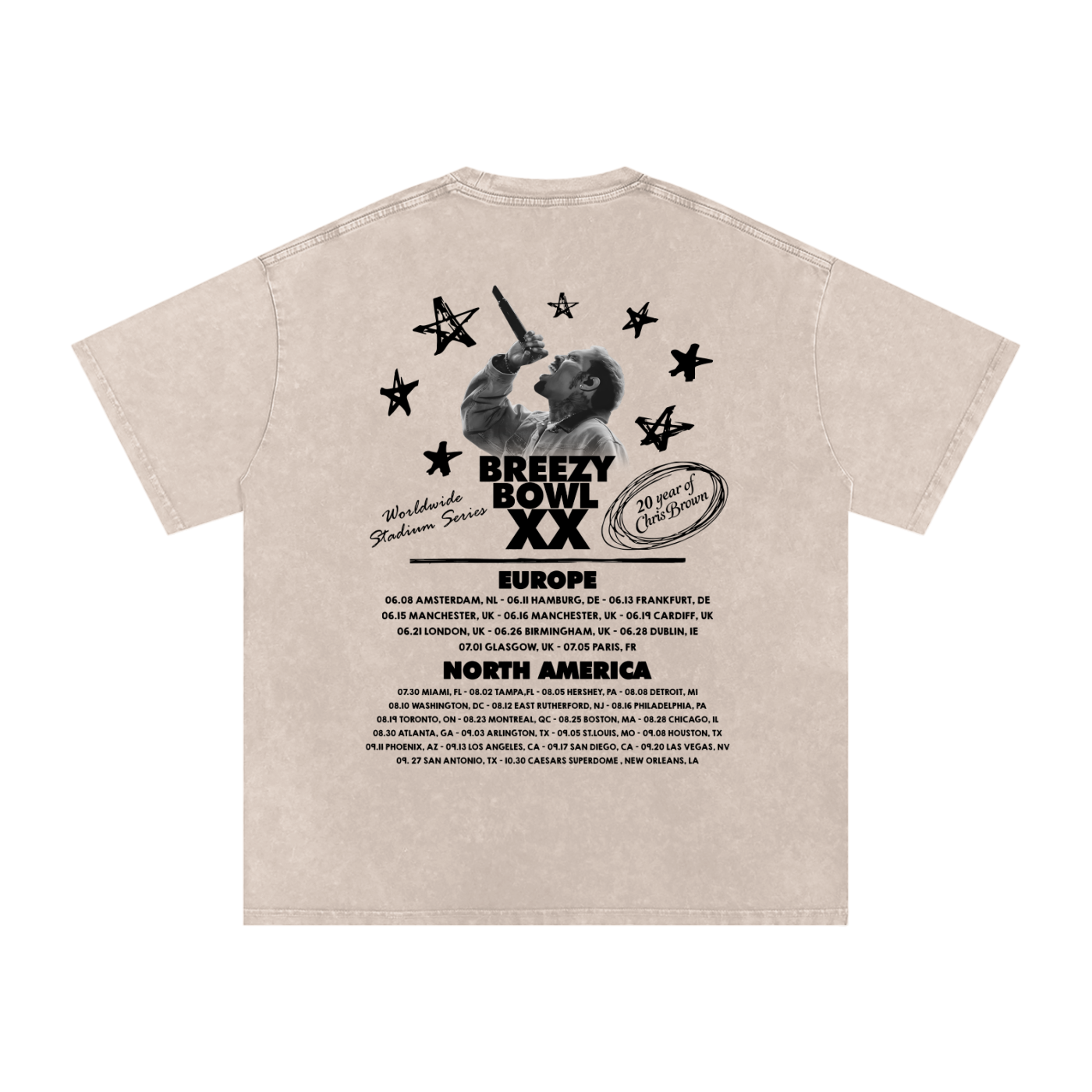 Chris Brown Breezy Bowl Acid Wash Oversize T-Shirt