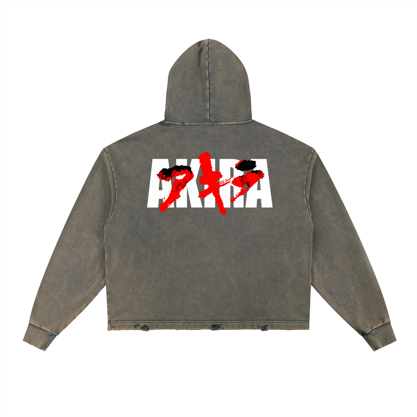 Akira Vintage Washed Frayed-Hem Hoodie