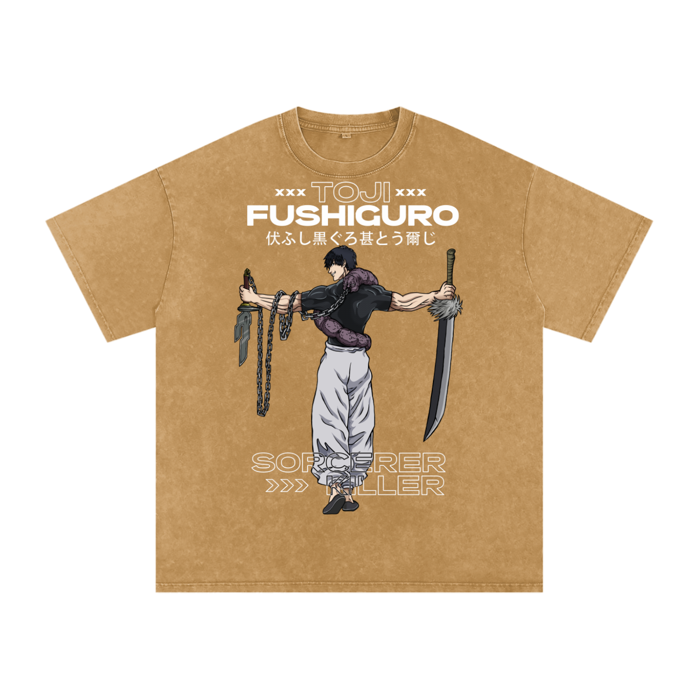 Toji Jujitsu Kaisen Acid Wash Oversize T-Shirt