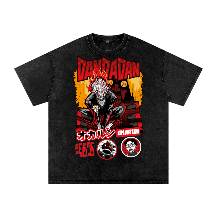 Okarun Dandadan Acid Wash Oversize T-Shirt