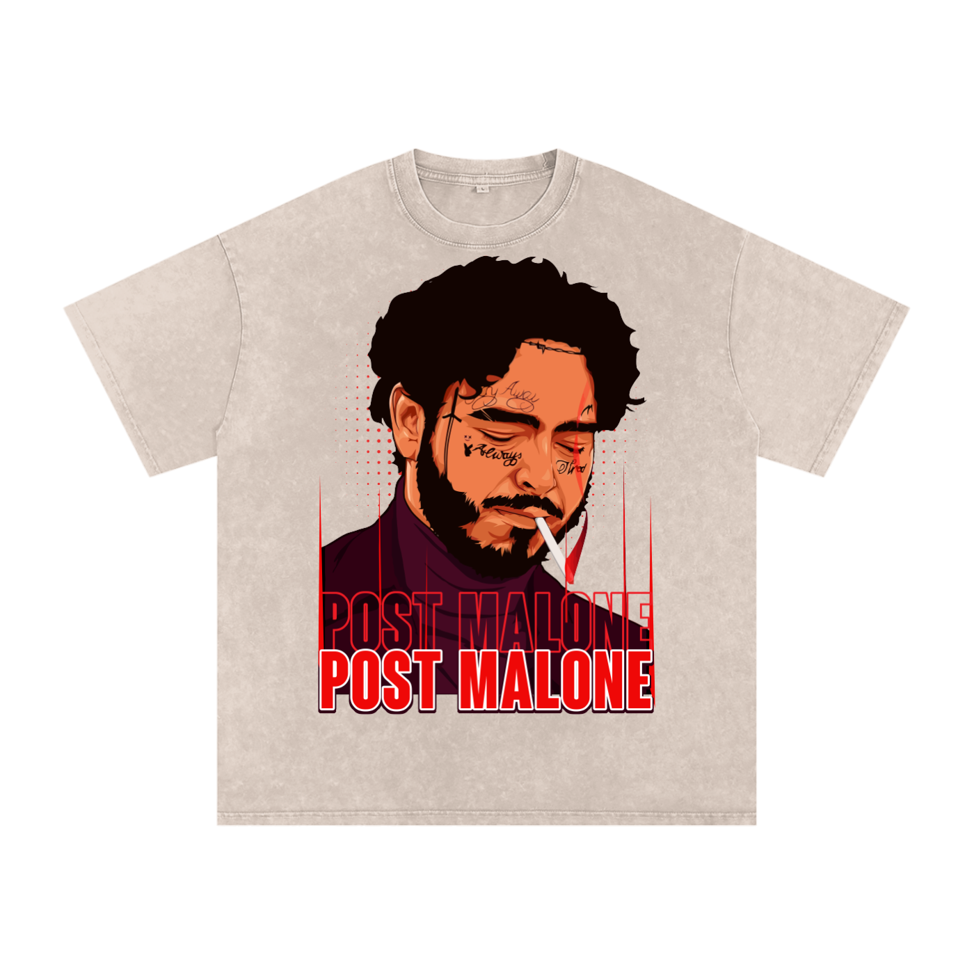 Post Malone Acid Wash Oversize T-Shirt
