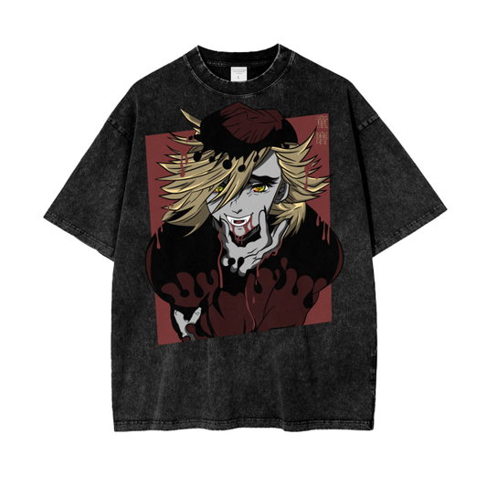 Doma Demon Slayer Acid Wash Oversize T-Shirt