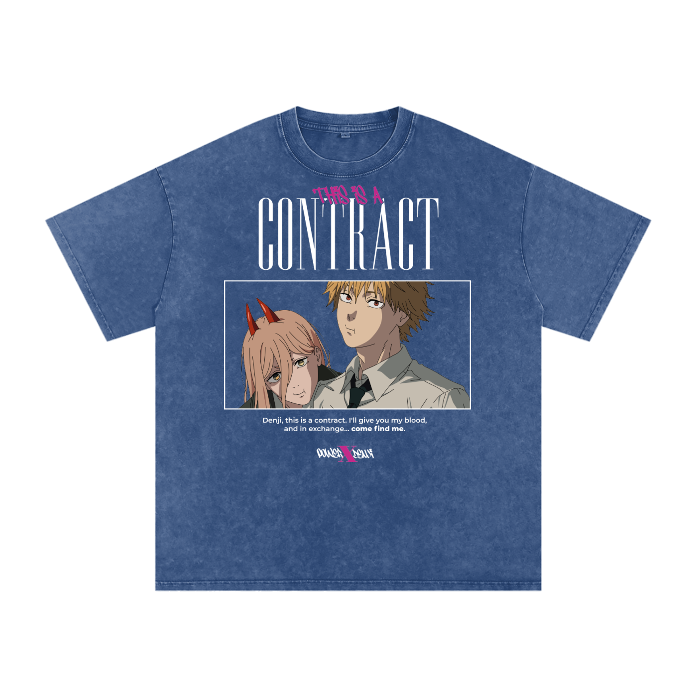 Denji x Power Chainsaw Man Acid Wash Oversize T-Shirt
