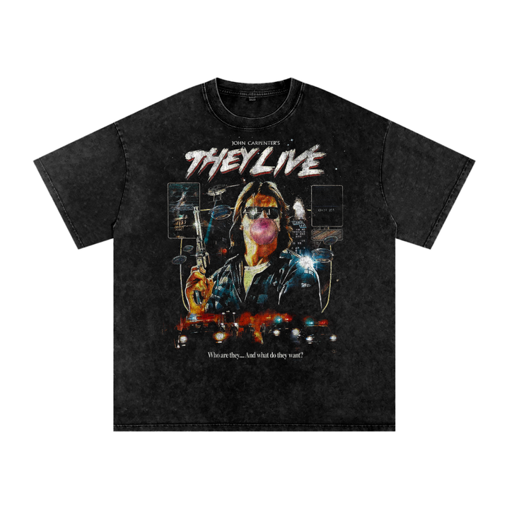 They Live Acid Wash Oversize T-Shirt