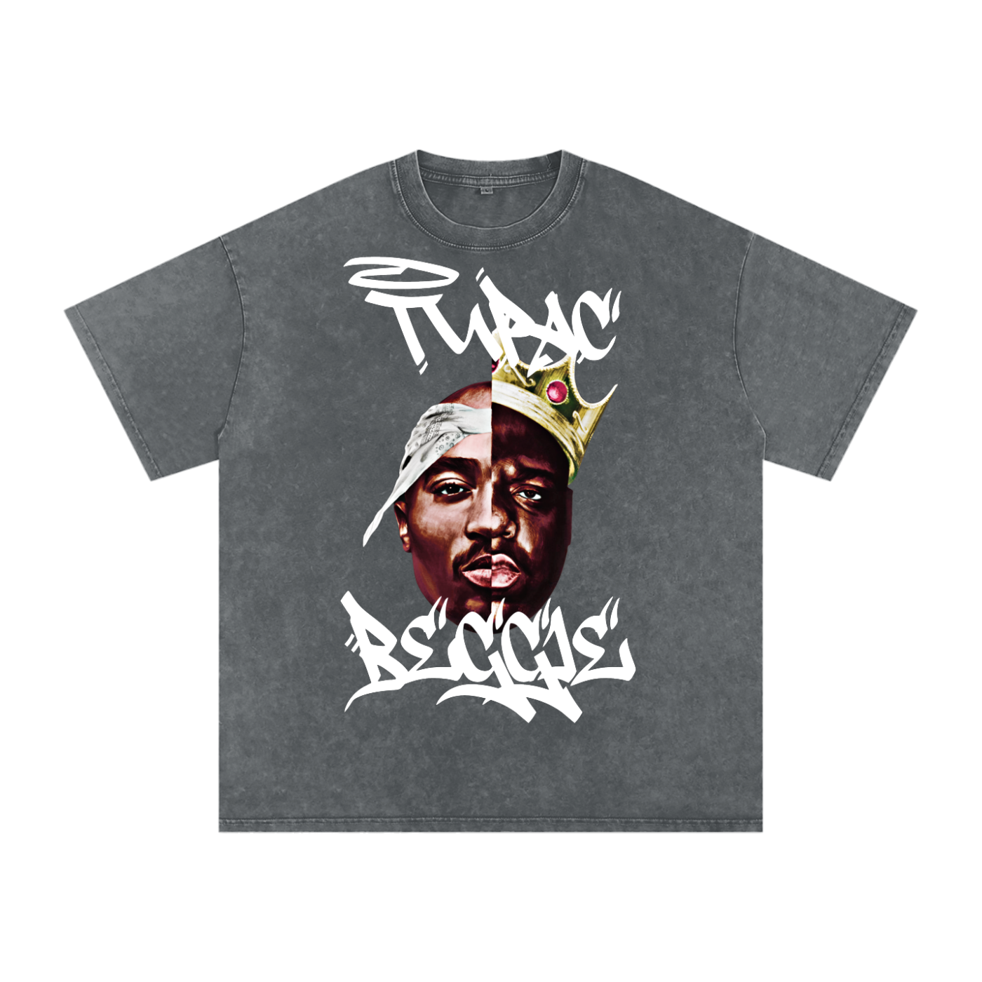 Tupac x Biggie Acid Wash Oversize T-Shirt