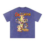 Cow and Chicken Acid Wash Oversize T-Shirt