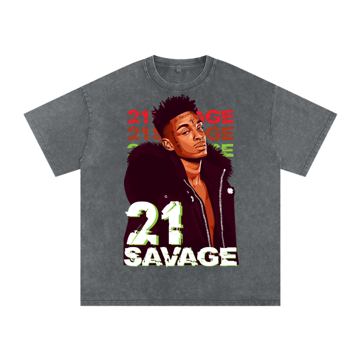 21 Savage Acid Wash Oversize T-Shirt
