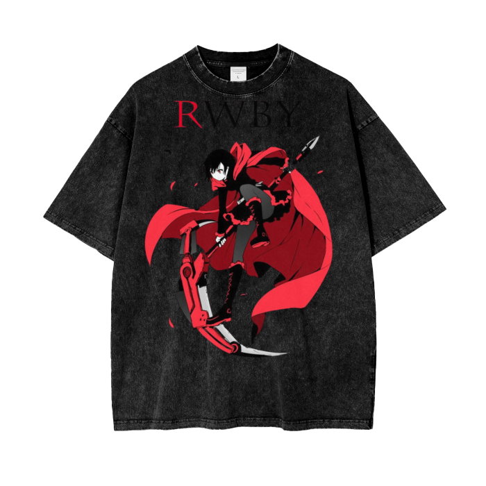 Ruby Red Acid Wash Oversize T-Shirt - 