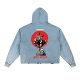Garou One Punch Man Vintage Washed Frayed-Hem Hoodie