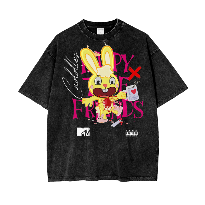 Happy Tree Friends Oversize Snow Washed T-Shirt ODMPOD