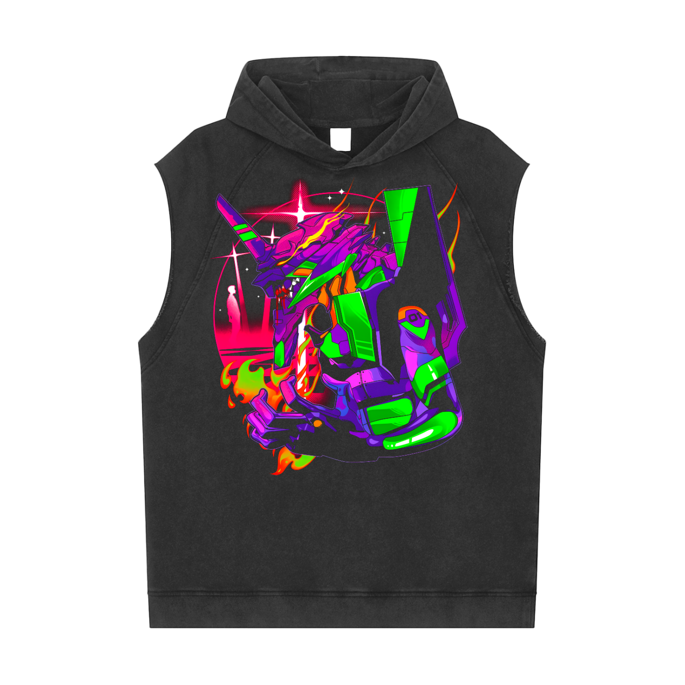 Eva unit 01 Evangelion Snow Washed Sleeveless Hoodie