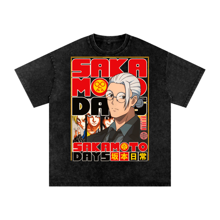 Sakamoto Days Acid Wash Oversize T-Shirt