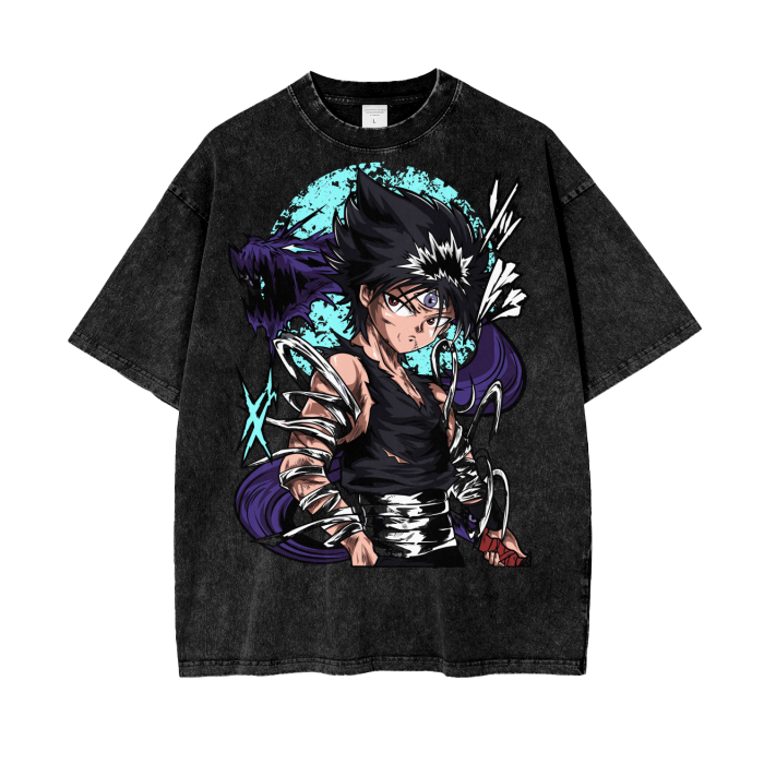 Hiei Yu Yu Hakusho Acid Wash Oversize T-Shirt