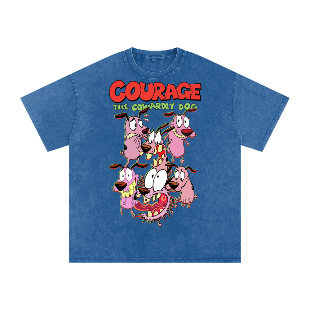 Courage the cowardly dog Acid Wash Oversize T-Shirt