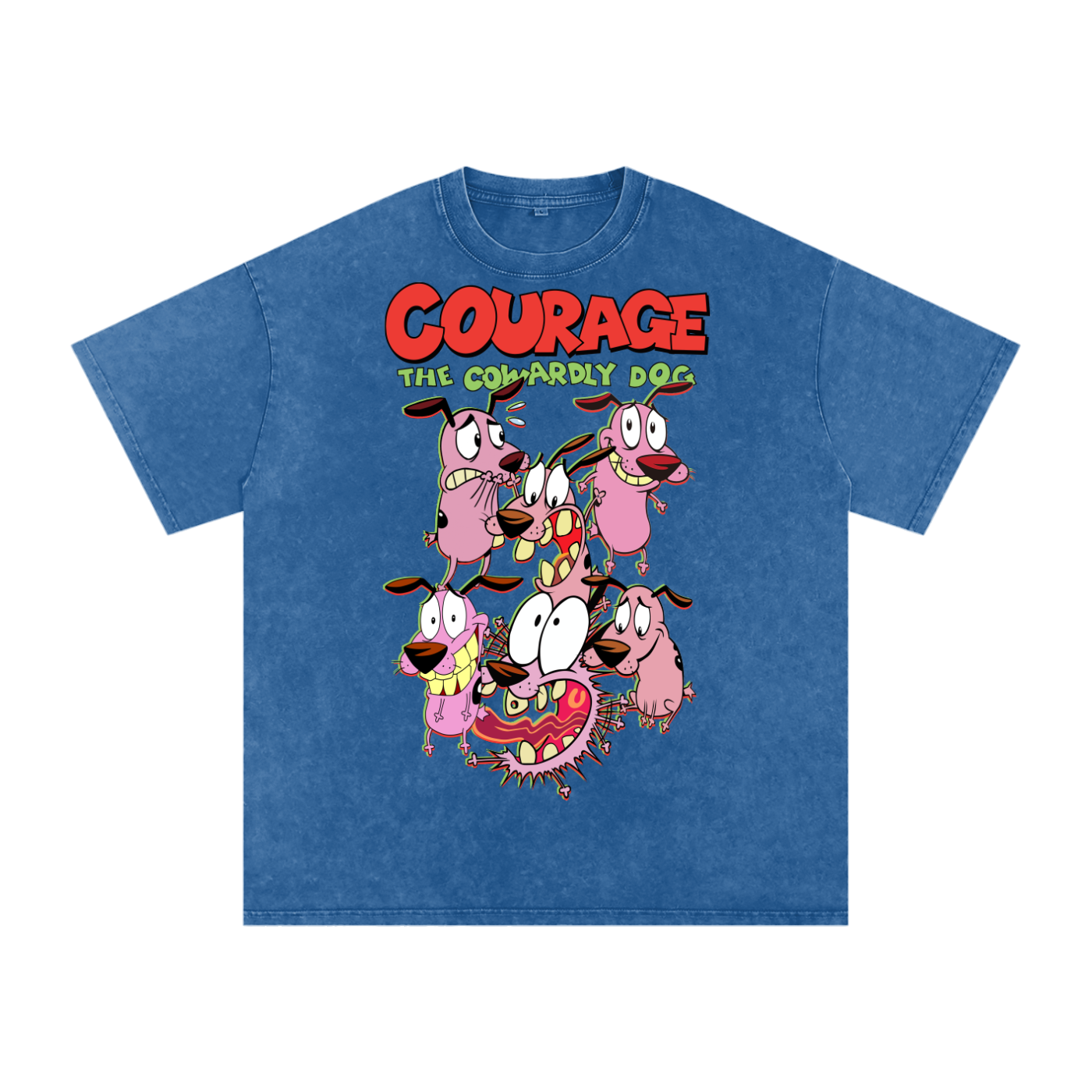 Courage the cowardly dog Acid Wash Oversize T-Shirt
