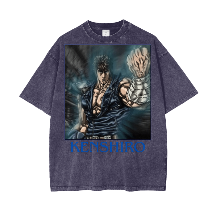 Kenshiro Fist of the North Star Acid Wash Oversize T-Shirt