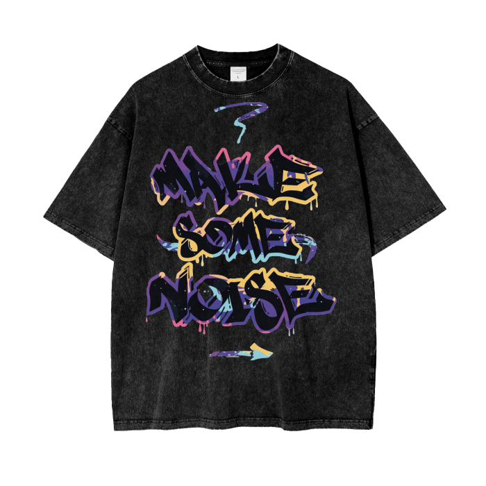 Make some noise Acid Wash Oversize T-Shirt ODMPOD