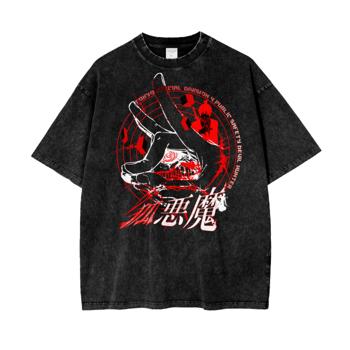 Kon Chainsaw Man Oversize Snow Washed T-Shirt ODMPOD