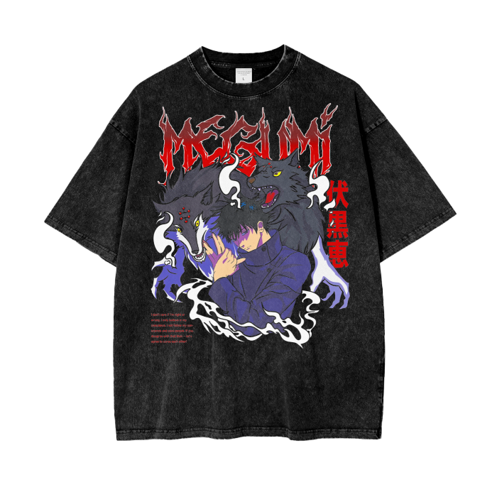 Megumi Jujitsu kiaisen Oversize Snow Washed T-Shirt ODMPOD