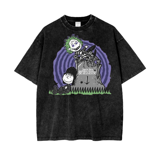 Beetlejuice Acid Wash Oversize T-Shirt