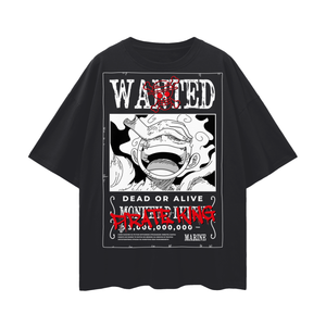 Sun God Luffy One Piece Oversize Deep Drop Shoulder Tee