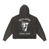 Hellsing Vintage Washed Frayed-Hem Hoodie