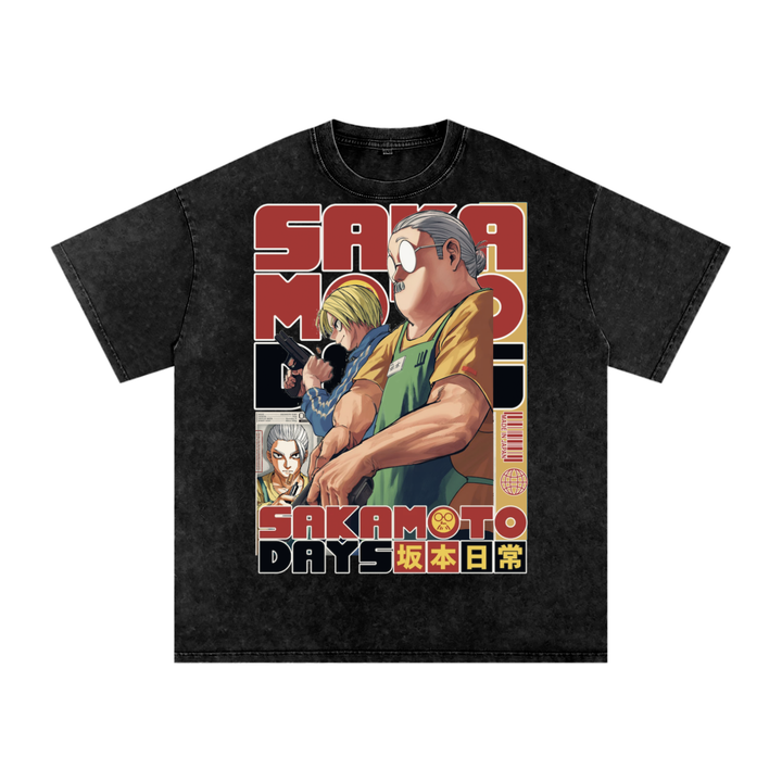 Sakamoto Days Acid Wash Oversize T-Shirt