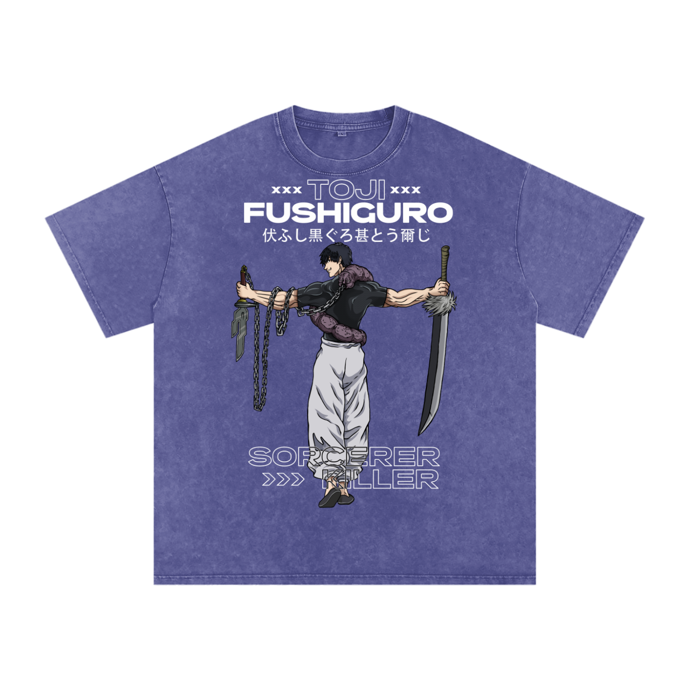 Toji Jujitsu Kaisen Acid Wash Oversize T-Shirt