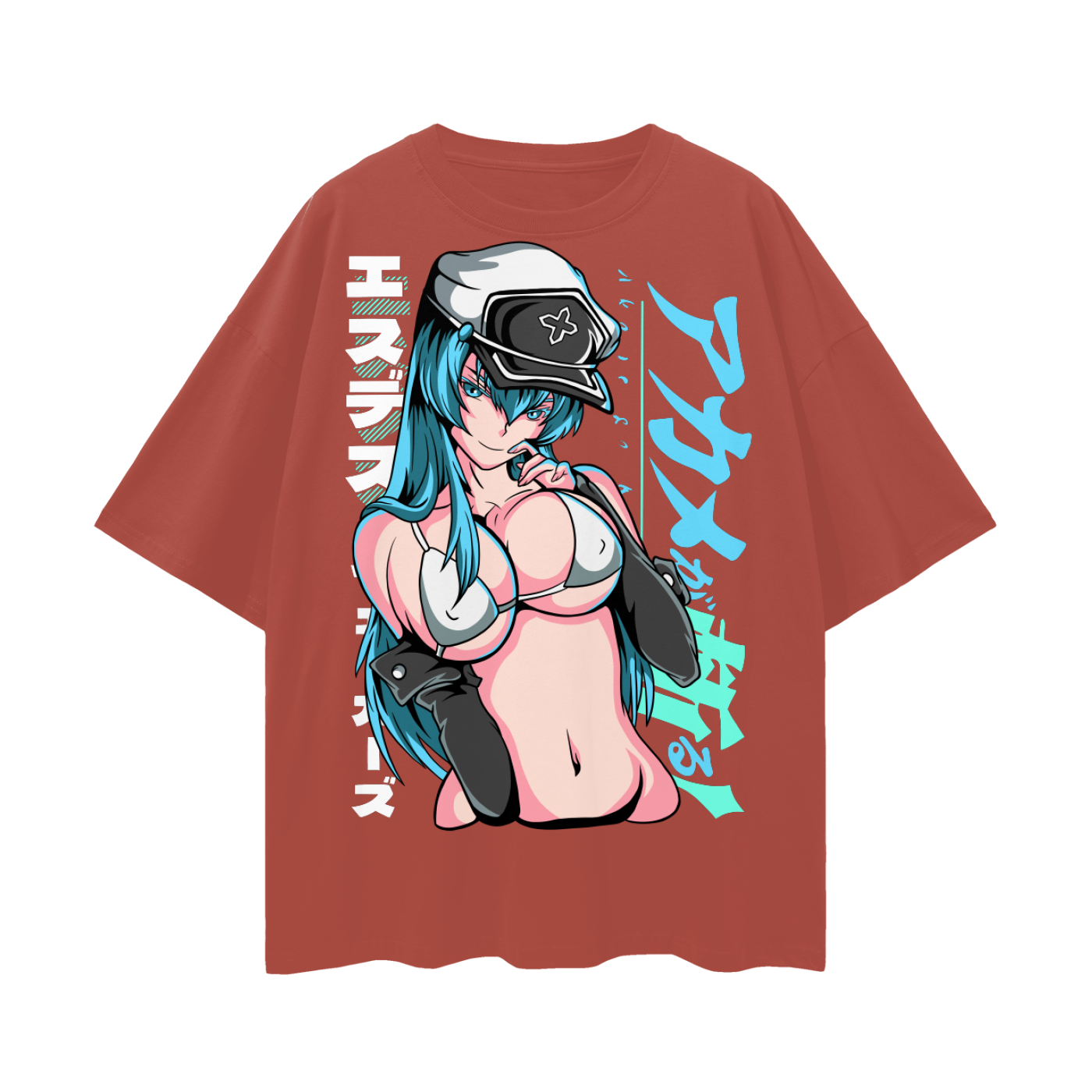 Esdeath Akami Ga Kill Oversize Deep Drop Shoulder Tee