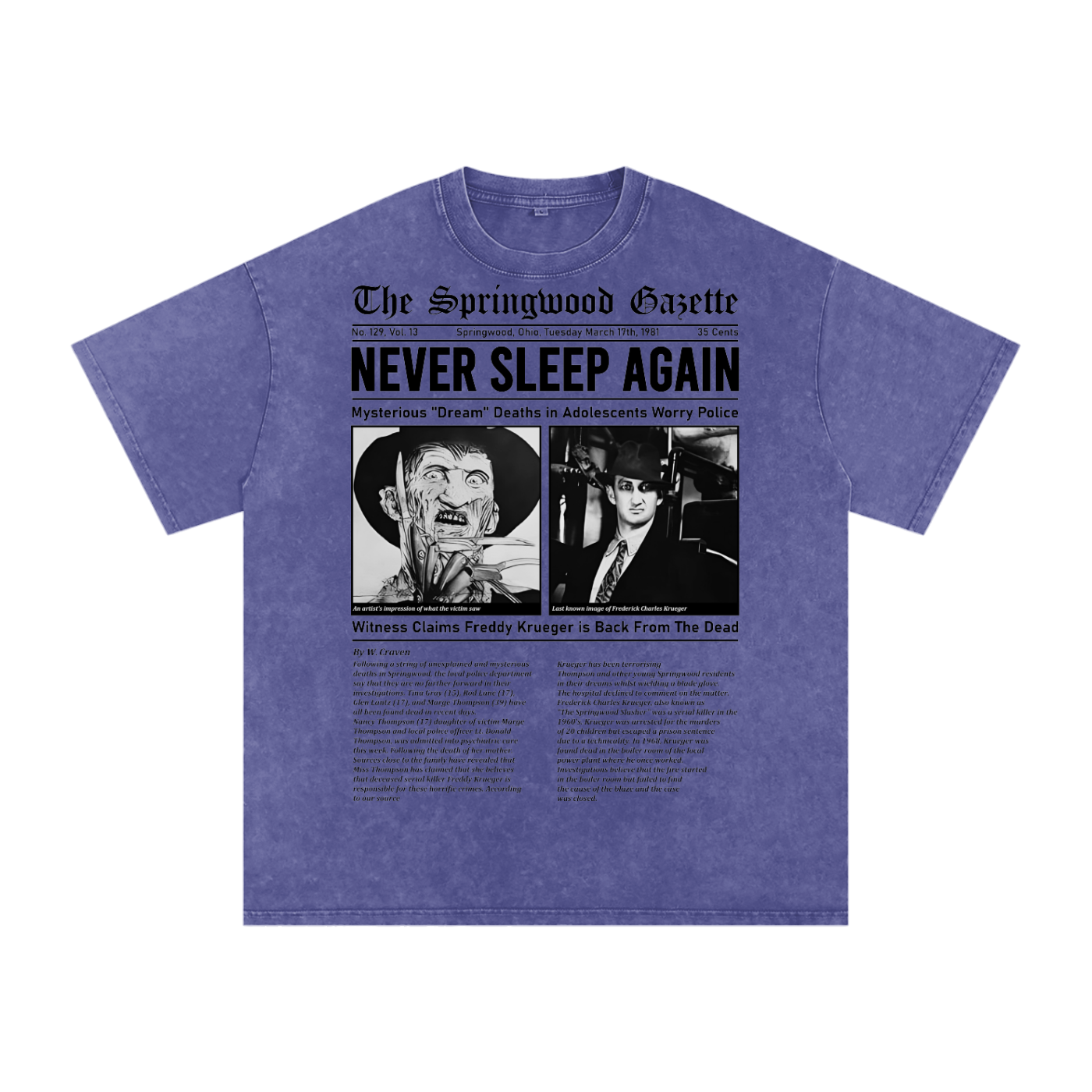 Freddy Krueger Acid Wash Oversize T-Shirt