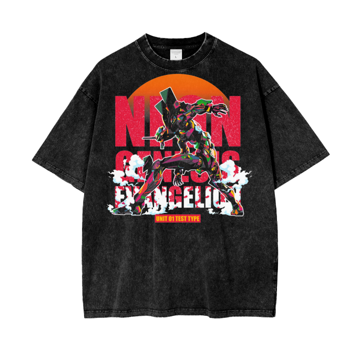 Evangelion unit 01 Oversize Snow Washed T-Shirt