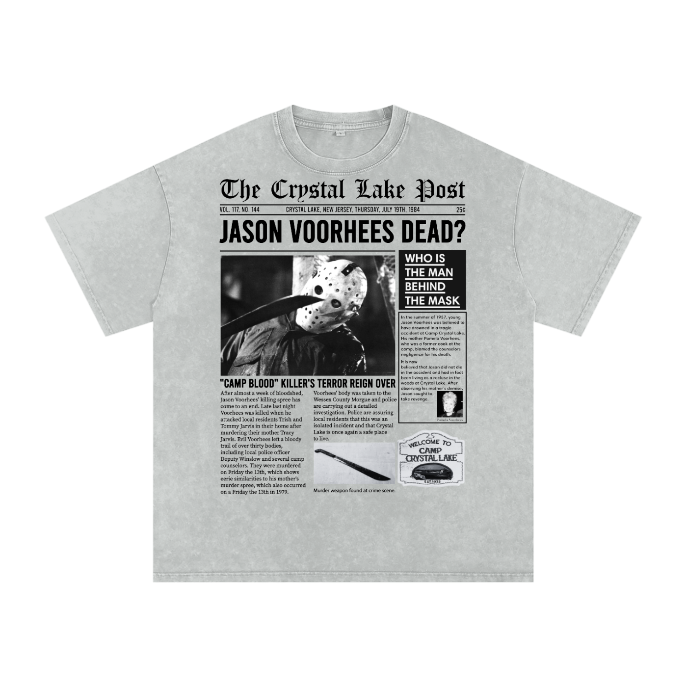 Jason Voorhees Acid Wash Oversize T-Shirt