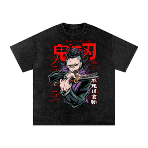 Genya Demon Slayer Acid Wash Oversize T-Shirt