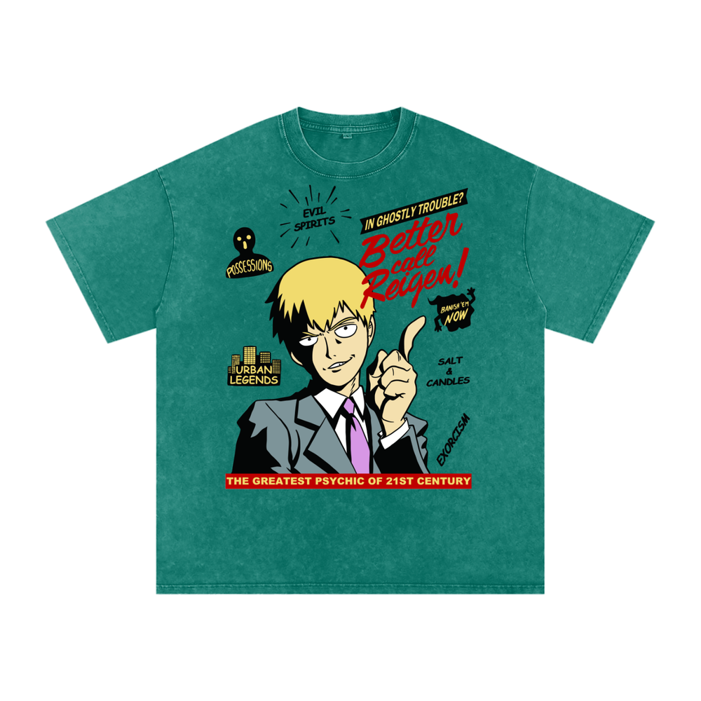 Reigen mob psycho 100 Acid Wash Oversize T-Shirt