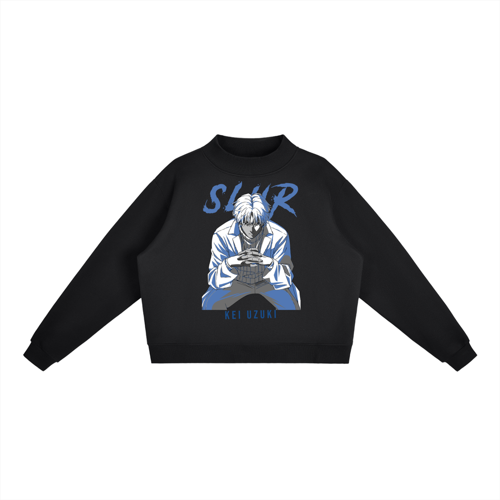 Slur Sakamoto Days Essential Fleece Mid-Neck Crew Sweatshirt