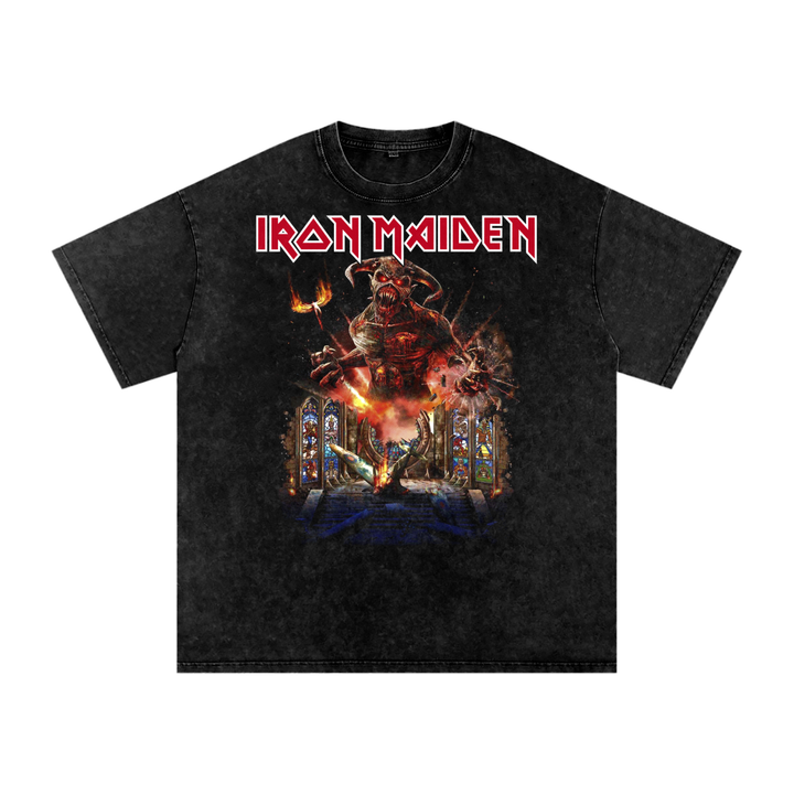 Iron Maiden Acid Wash Oversize T-Shirt