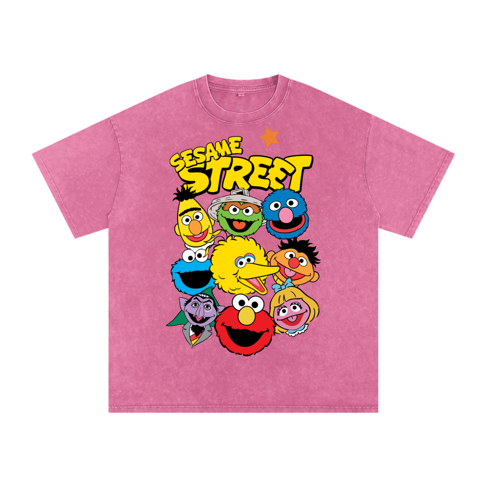 Sesame Street Acid Wash Oversize T-Shirt