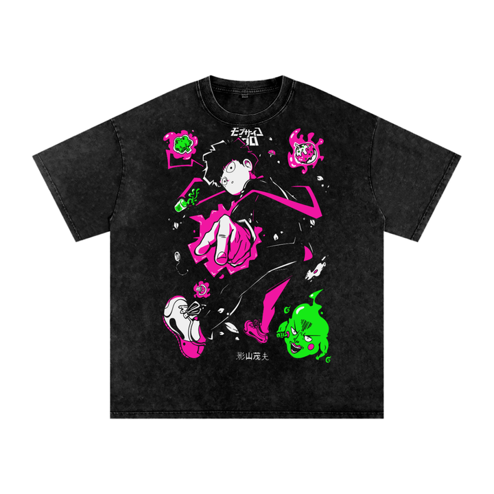 Mob psycho 100 Acid Wash Oversize T-Shirt