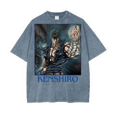 Kenshiro Fist of the North Star Acid Wash Oversize T-Shirt