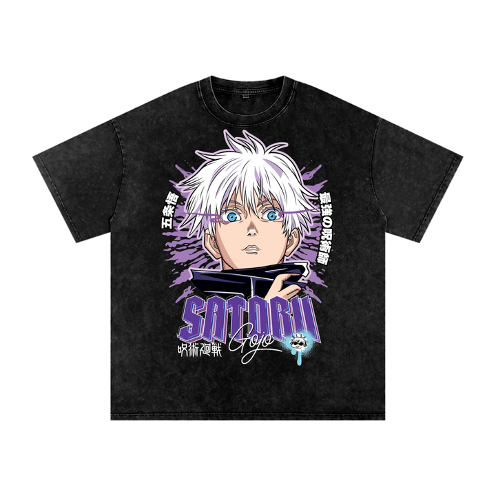 Gojo Jujitsu Kaisen Acid Wash Oversize T-Shirt
