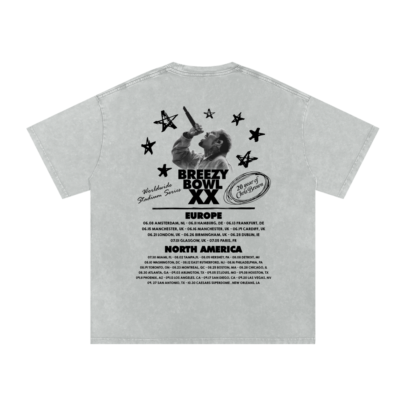 Chris Brown Breezy Bowl Acid Wash Oversize T-Shirt