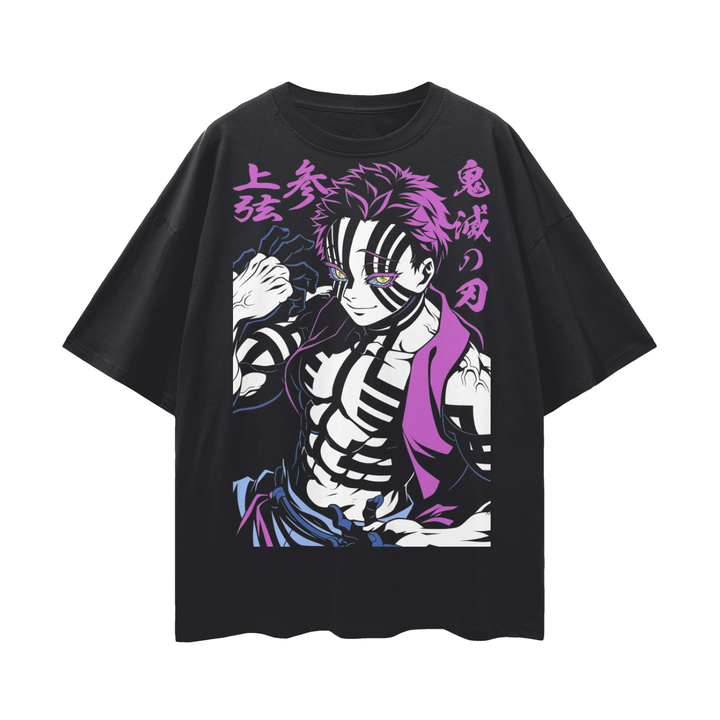 Akaza Demon Slayer Streetwear Loose Drop Shoulder T-Shirt