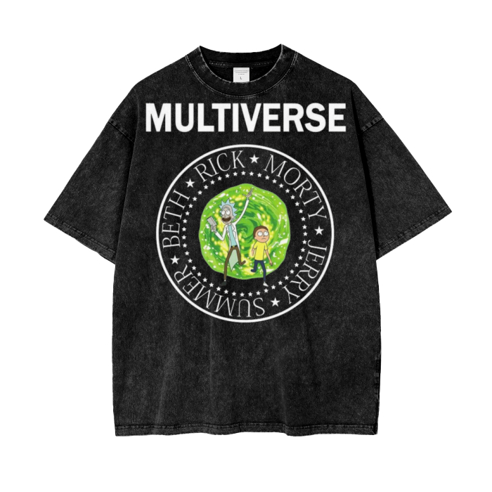Rick and Morty Acid Wash Oversize T-Shirt - 