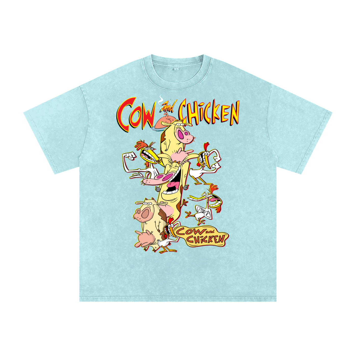 Cow and Chicken Acid Wash Oversize T-Shirt