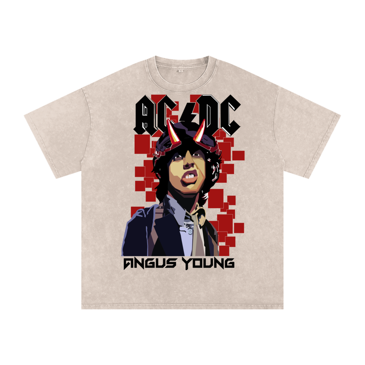 AC/DC Acid Wash Oversize T-Shirt