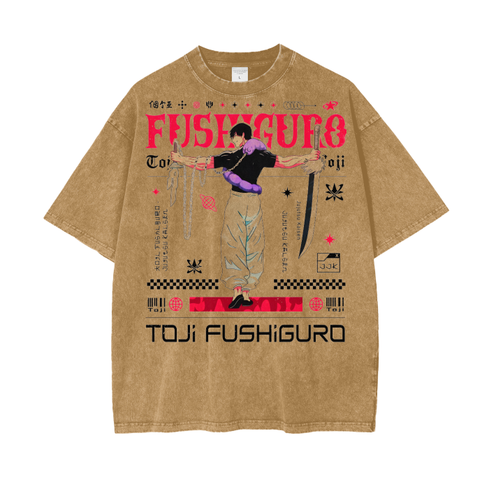 Toji Jujitsu Kaisen Oversize Snow Washed T-Shirt ODMPOD