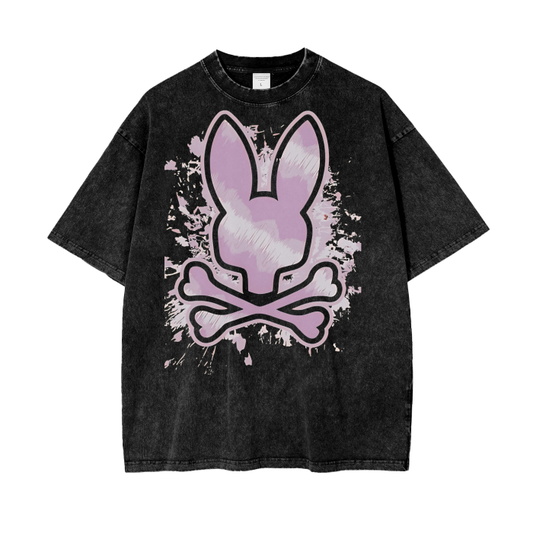 Crystal rabbit Acid Wash Oversize T-Shirt