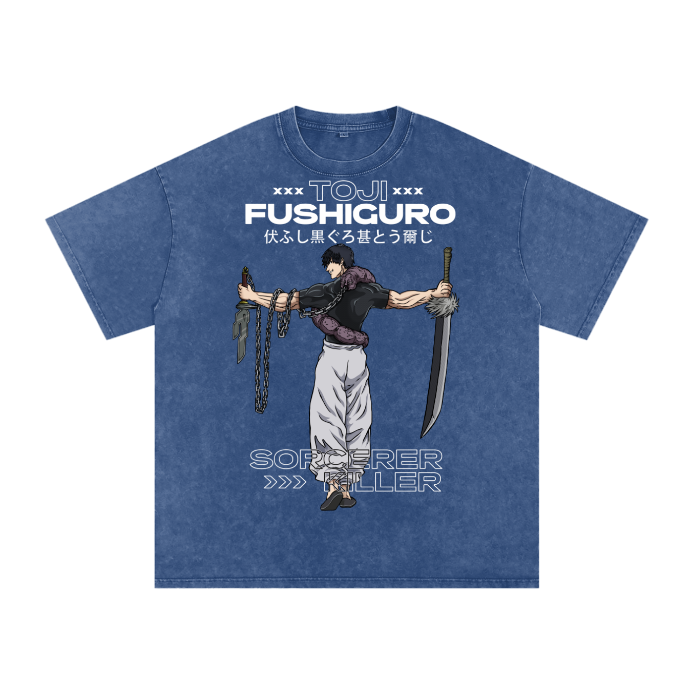 Toji Jujitsu Kaisen Acid Wash Oversize T-Shirt
