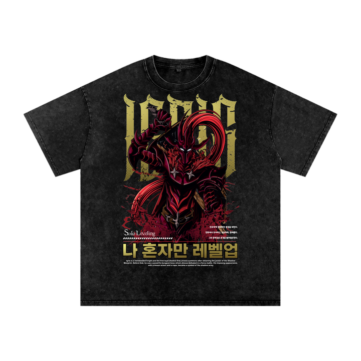 Igris Solo Leveling Acid Wash Oversize T-Shirt