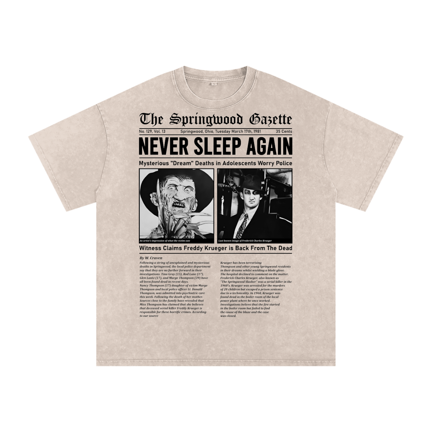Freddy Krueger Acid Wash Oversize T-Shirt